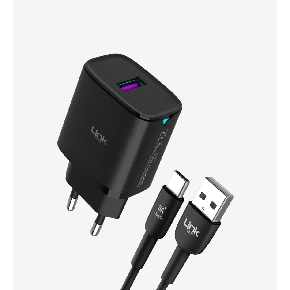 LİNKTECH C306 22.5W SİYAH TYPE-C SET