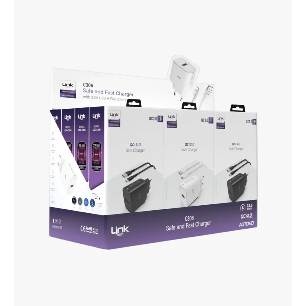 LİNKTECH C306 22.5W TYPE-C SET 12Lİ PAKET