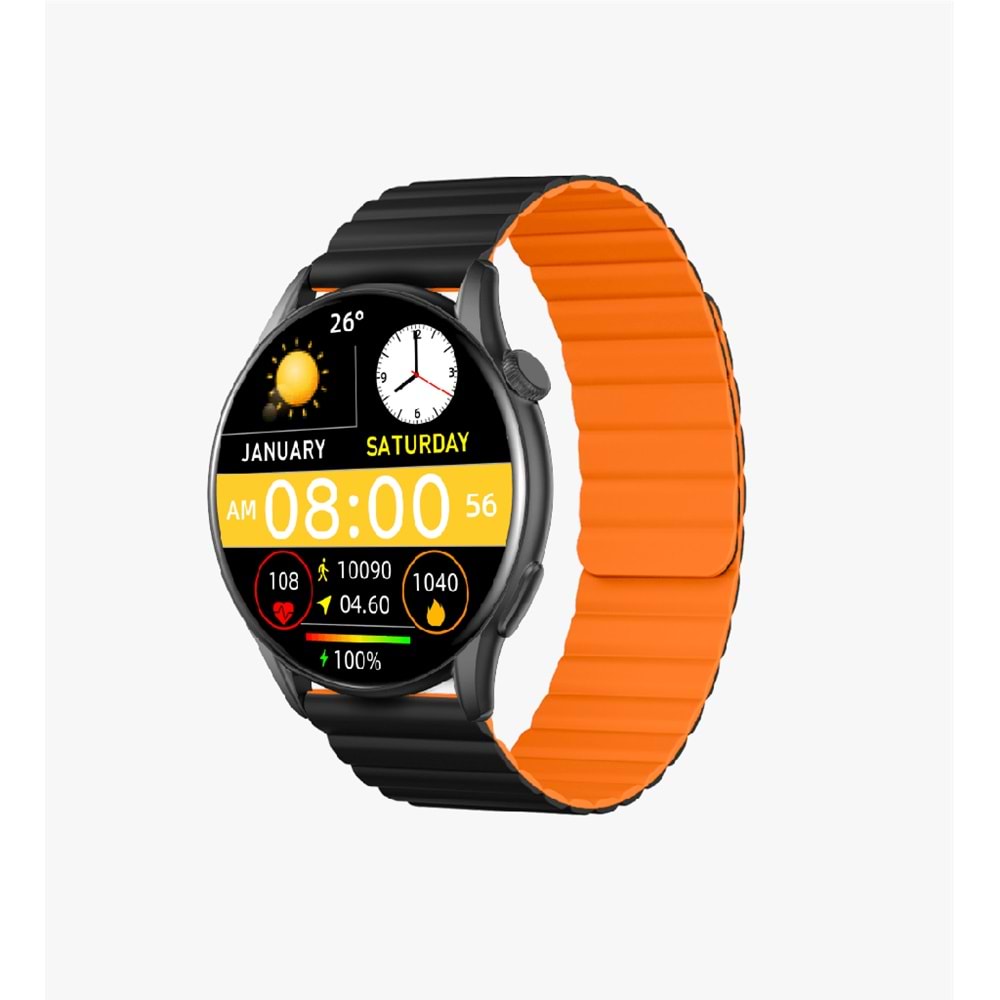 LİNKTECH S104 BLACK+ORANGE PREMİUM AKILLI SAAT