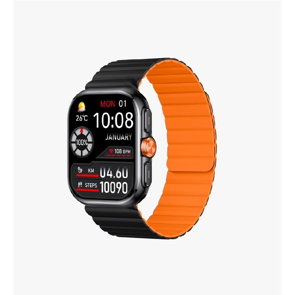 LİNKTECH S105 BLACK+ORANGE PREMİUM AKILLI SAAT