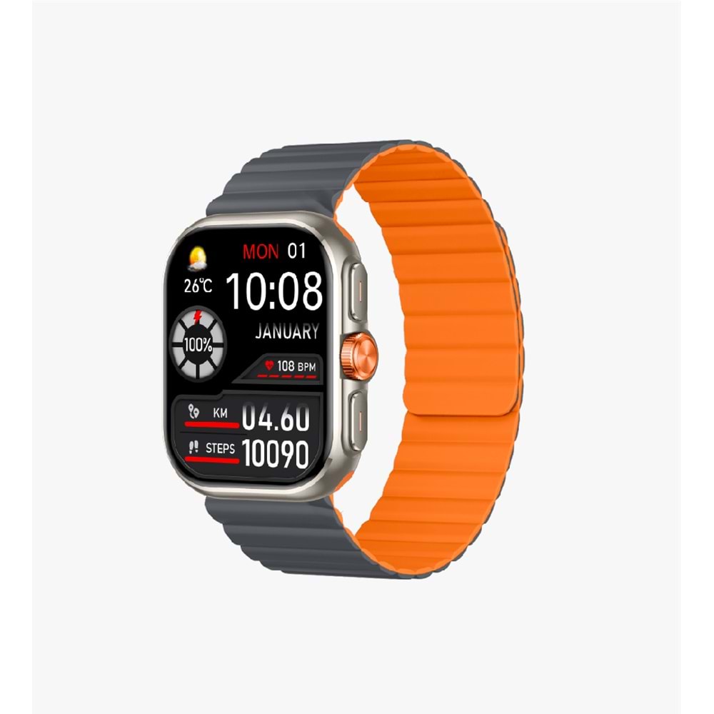 LİNKTECH S105 SİLVER+ORANGE PREMİUM AKILLI SAAT