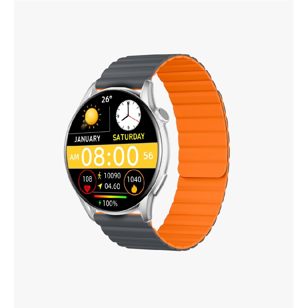 LİNKTECH S104 SİLVER+ORANGE PREMİUM AKILLI SAAT