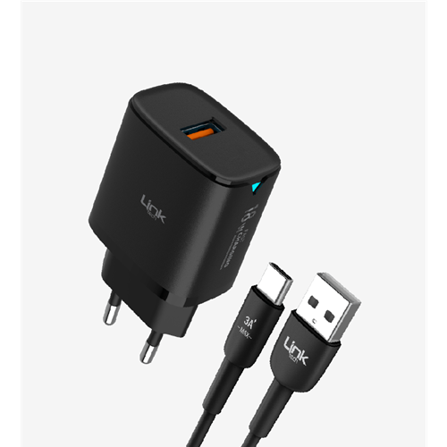 LİNKTECH C303 18W SİYAH TYPE-C SET
