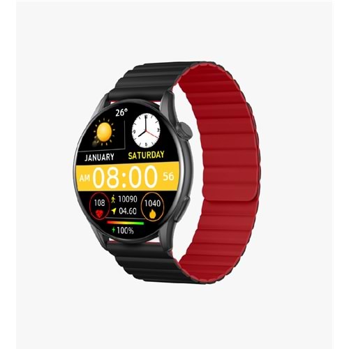 LİNKTECH S104 BLACK+RED PREMİUM AKILLI SAAT