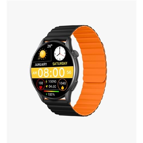 LİNKTECH S104 BLACK+ORANGE PREMİUM AKILLI SAAT