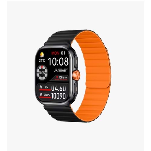 LİNKTECH S105 BLACK+ORANGE PREMİUM AKILLI SAAT