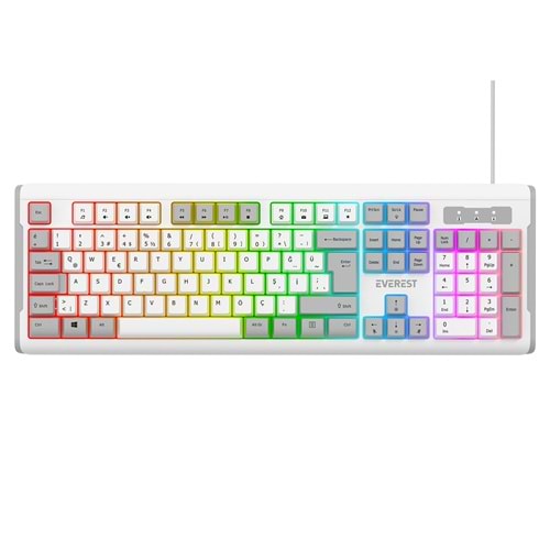 EVEREST KB-74 BEYAZ/GRİ OYUNCU KLAVYE