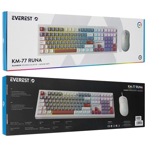 EVEREST KM-77 RUNA GRİ/KREM/KAHVE OYUNCU SET