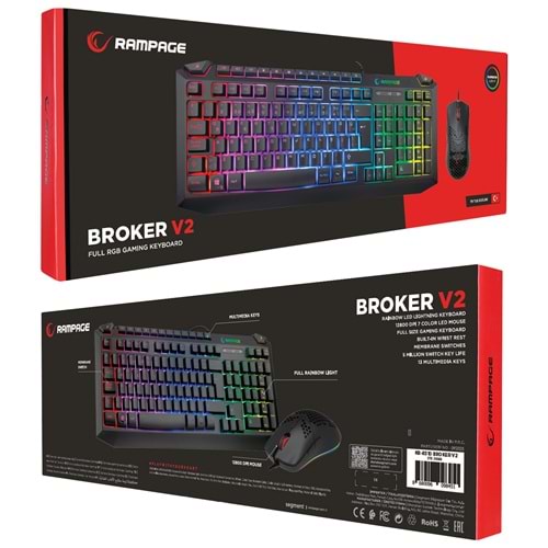 RAMPAGE KB-R310 BROKER V2 SİYAH OYUNCU SET