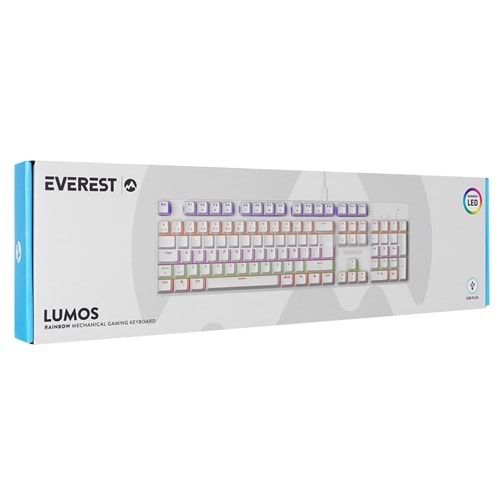 RAMPAGE KB-MK1 LUMOS BEYAZ BLUE SWITCH OYUNCU KLAVYE