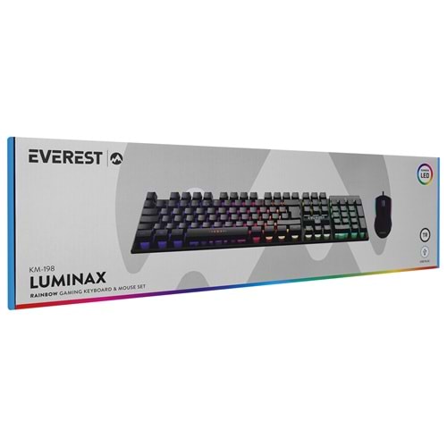 EVEREST KM-198 LUMİNAX SİYAH OYUNCU SET