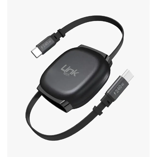 LİNKTECH KN01 240W SİYAH MAKARALI TYPE-C TO TYPE-C KABLO