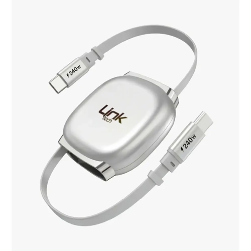 LİNKTECH KN01 240W SİLVER MAKARALI TYPE-C TO TYPE-C KABLO