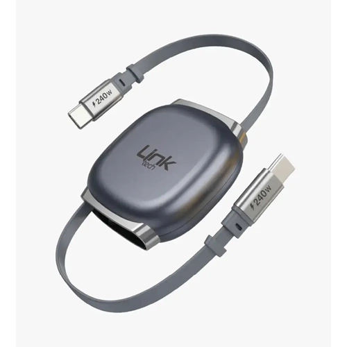 LİNKTECH KN01 240W GREY MAKARALI TYPE-C TO TYPE-C KABLO
