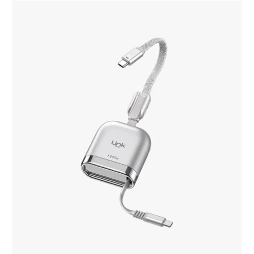 LİNKTECH KN03 240W SİLVER MAKARALI TYPE-C TO TYPE-C KABLO