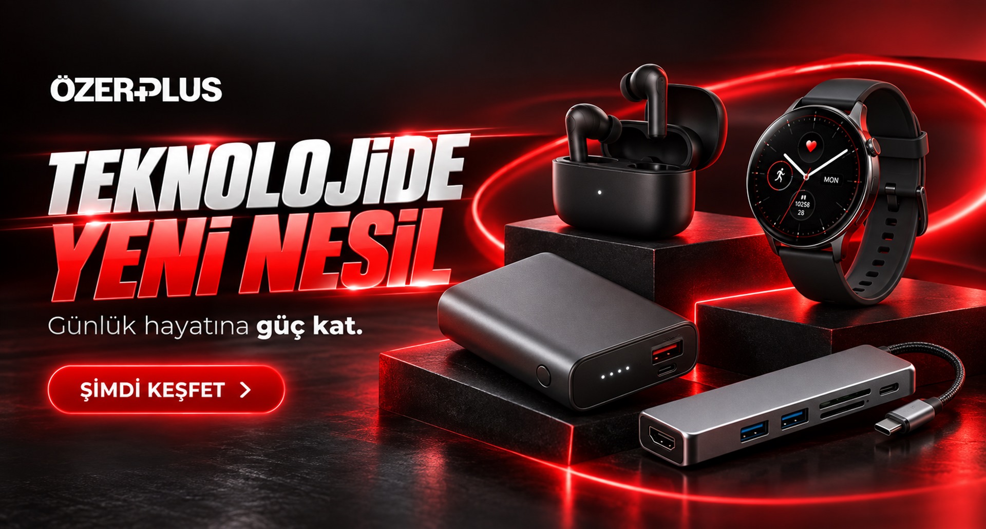Özer Plus – Teknolojide yeni nesil: kulaklık, akıllı saat, powerbank ve USB-C hub