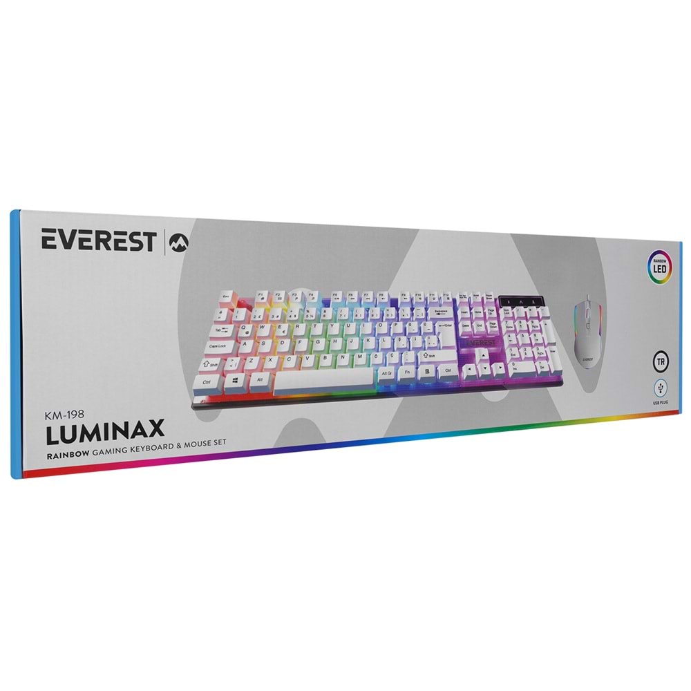 EVEREST KM-198 LUMİNAX BEYAZ OYUNCU SET