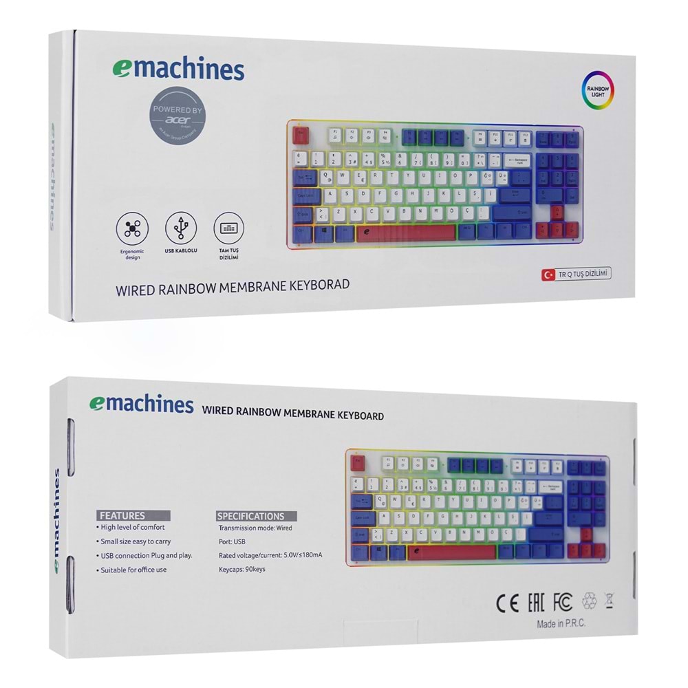ACER EAK216 BEYAZ/MAVİ/KIRMIZI OYUNCU KLAVYE