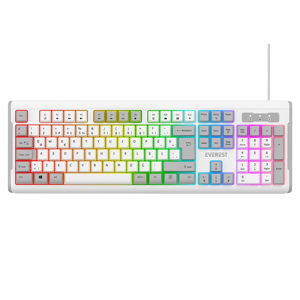 EVEREST KB-74 BEYAZ/GRİ OYUNCU KLAVYE