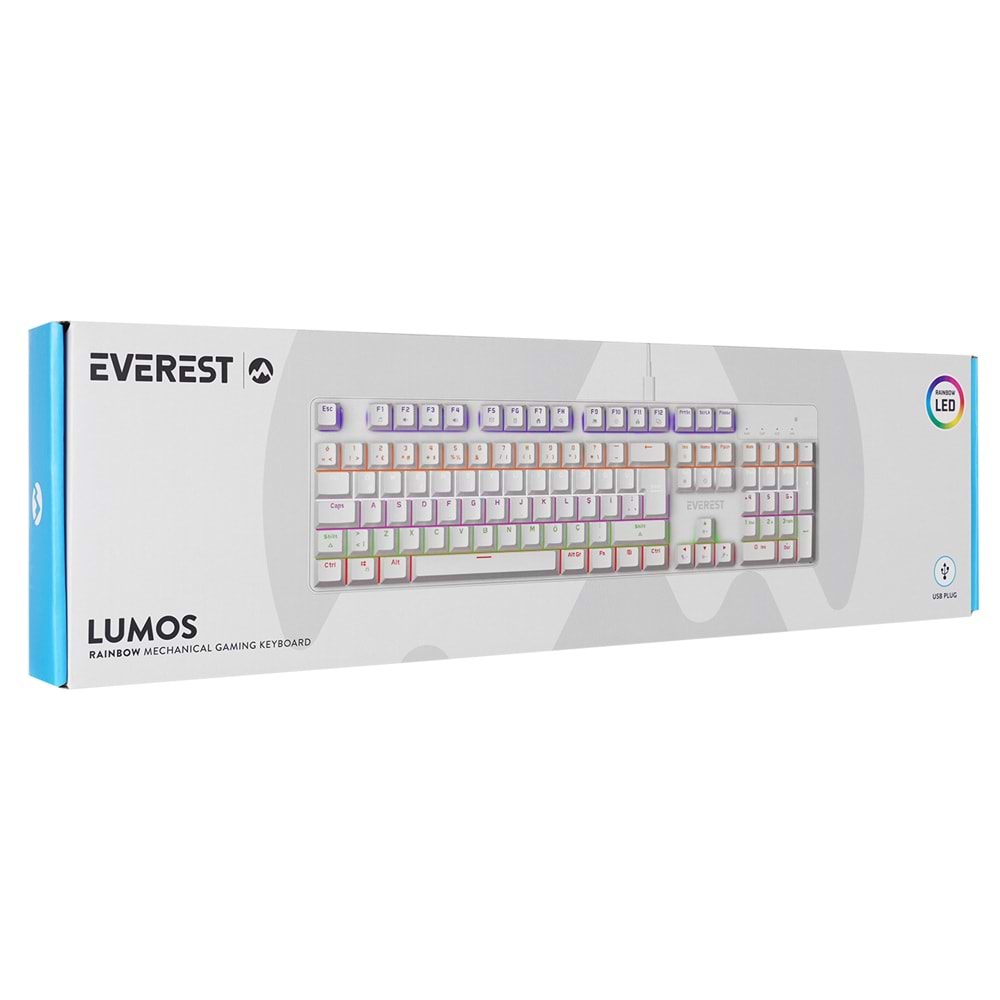 RAMPAGE KB-MK1 LUMOS BEYAZ BLUE SWITCH OYUNCU KLAVYE