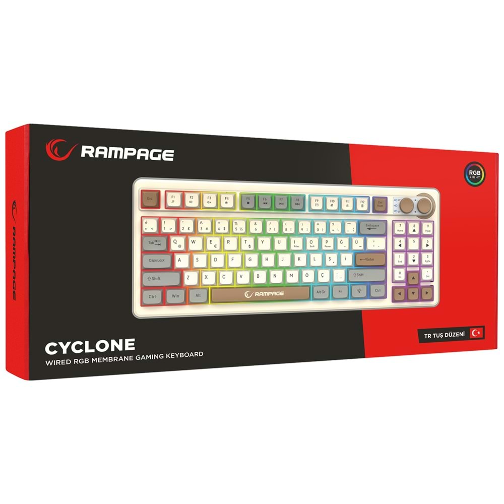 RAMPAGE CYCLONE KREM/KAHVERENGİ/GRİ OYUNCU KLAVYE