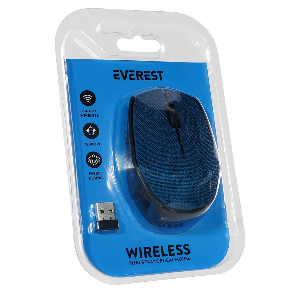 EVEREST KM-218 MAVİ KABLOSUZ MOUSE