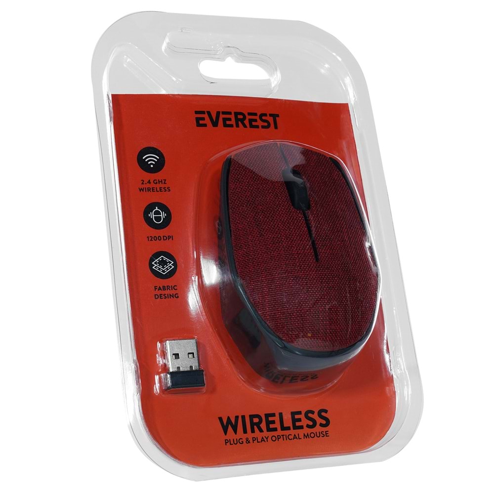 EVEREST KM-218 KIRMIZI KABLOSUZ MOUSE