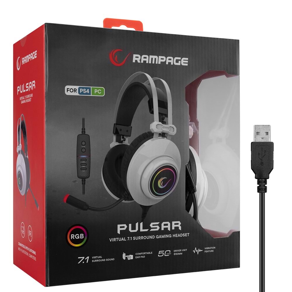 RAMPAGE RM-K1 PULSAR BEYAZ 7.1 OYUNCU KULAKLIK