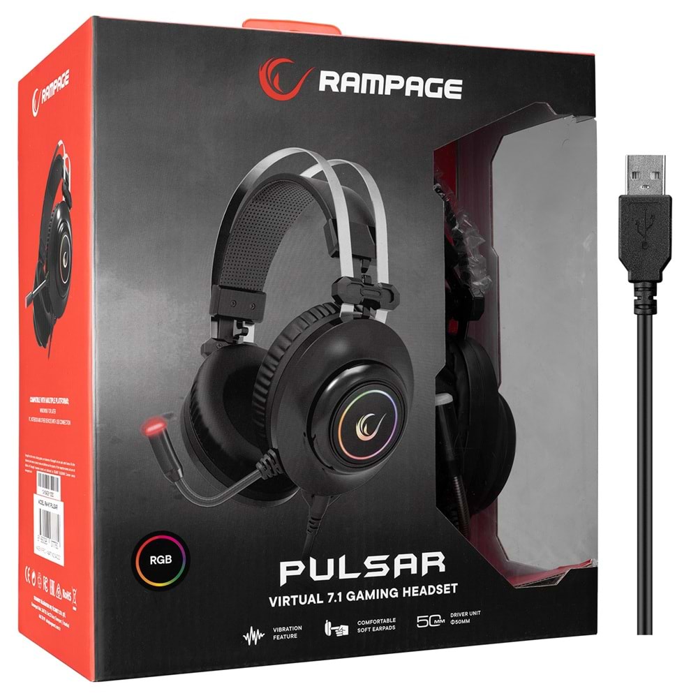 RAMPAGE RM-K1 PULSAR SİYAH 7.1 OYUNCU KULAKLIK