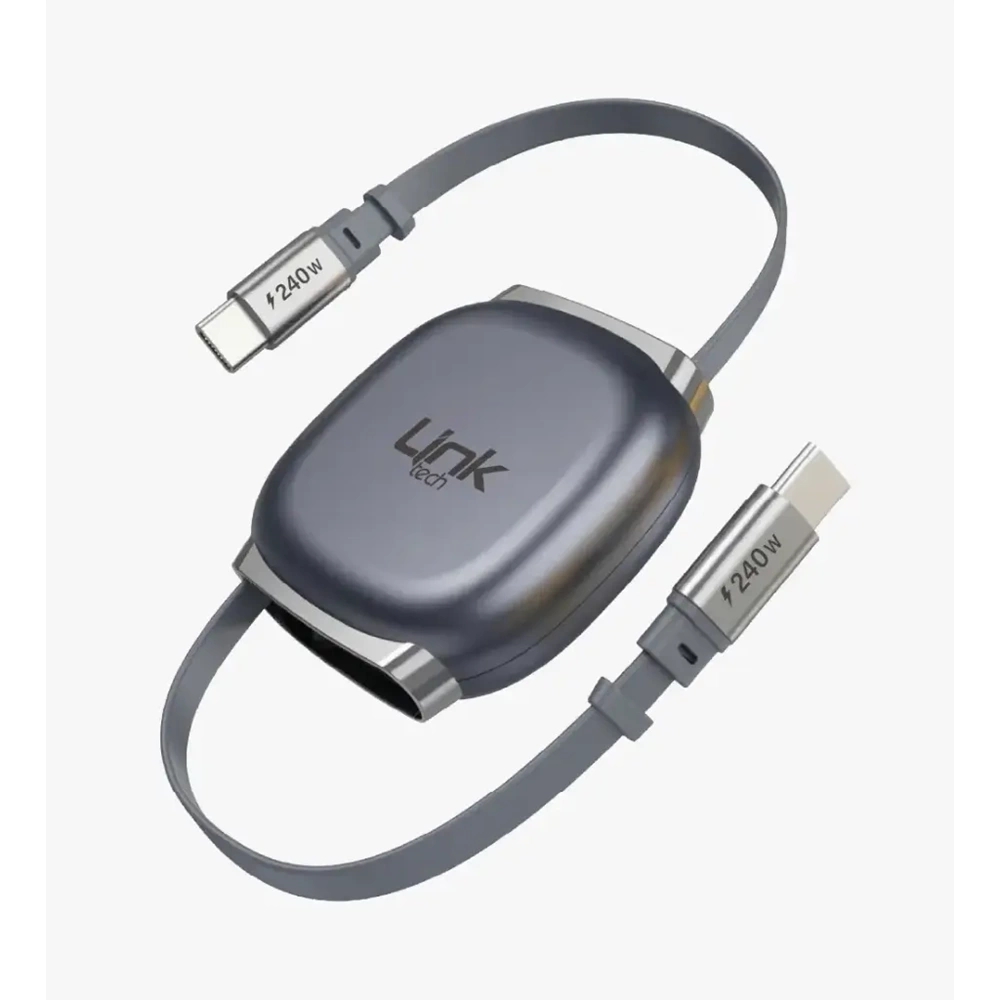 LİNKTECH KN01 240W GREY MAKARALI TYPE-C TO TYPE-C KABLO