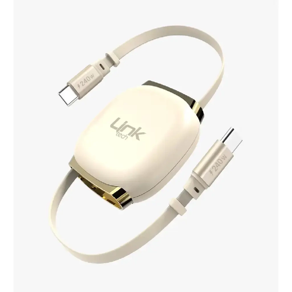 LİNKTECH KN01 240W GOLD MAKARALI TYPE-C TO TYPE-C KABLO